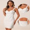 Allegra K Spaghetti Strap Dress for Women's Party Sweatheart Neck Lace Mini Dresses X-Small White view 2