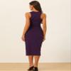 Allegra K Night Out Dresses for Women's Ribbed Knit Round Neck Cut Out Side Slit Sleeveless Maxi Dresses Large Dark Purple view 3