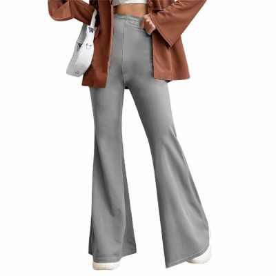 GOKKILRW Womens Bootcut Yoga Dress Pants High Waisted Stretchy Tummy Control Workout Bootleg Flared Leggings Casual Work Office Slacks Trousers Grey