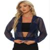 Allegra K Mesh Sheer Jacket for Women Long Sleeve Hoodie Zipper Up Lightweight Casual Outwear Night Out Party Outfit Small Navy Blue view 1