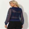 Allegra K Mesh Sheer Jacket for Women Long Sleeve Hoodie Zipper Up Lightweight Casual Outwear Night Out Party Outfit Small Navy Blue view 2