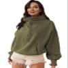 Honeystore Women's Casual Long Sleeve Sweatshirt Oversized Half Zip Pullover Workout Hoodie EWQD-071-Army-Green S view 1