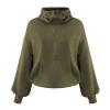 Honeystore Women's Casual Long Sleeve Sweatshirt Oversized Half Zip Pullover Workout Hoodie EWQD-071-Army-Green S view 2