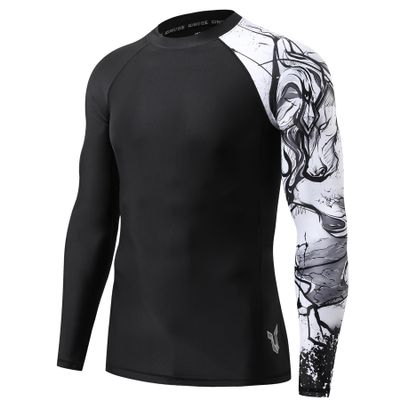 HUGE SPORTS Men's Long Sleeve Rash Guard UPF 50+ UV Sun Protection Tee Quick Dry Swimming Shirts
