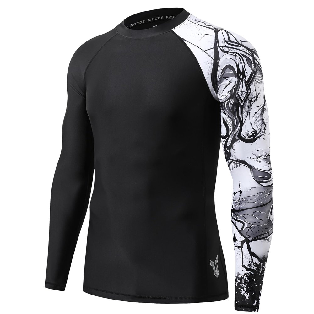 HUGE SPORTS Men's Long Sleeve Rash Guard UPF 50+ UV Sun Protection Tee Quick Dry Swimming Shirts