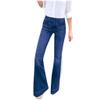 GOKKILRW Women's Bell Bottom Jeans Elastic Waist Ripped Flared Jeans Casual Wide Leg Denim Pants Teen Girls Bootcut Ankle Jeans Dark Blue view 1