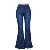 GOKKILRW Women's Bell Bottom Jeans Elastic Waist Ripped Flared Jeans Casual Wide Leg Denim Pants Teen Girls Bootcut Ankle Jeans Dark Blue view 3