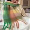 Wander Agio Winter Women Warm Scarf Long Shawl Large Scarves Cold Weather Thick Blanket Scarfs Colorful Plaid Green Pink 19 view 3