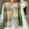 Wander Agio Winter Women Warm Scarf Long Shawl Large Scarves Cold Weather Thick Blanket Scarfs Colorful Plaid Green Pink 19 view 4
