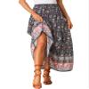 Allegra K Boho Skirt for Women's Flare Bohemian Floral Elastic Waist Flowy A-Line Vintage Casual Maxi Skirt X-Small Navy Blue