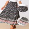 Allegra K Boho Skirt for Women's Flare Bohemian Floral Elastic Waist Flowy A-Line Vintage Casual Maxi Skirt X-Small Navy Blue view 4