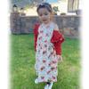HINTINA 2T Toddler Little Girls Dress with Cardigan Floral Flower Print Sleeveless Tangerine Dress and Long Sleeve Waffle Cardigan Set Fall Winter Outfits 2-3T view 3