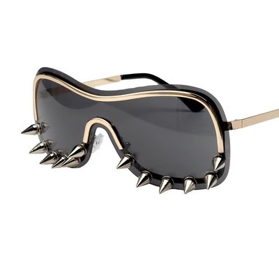 ICARA/Punk Rocker Spike Fashion Novelty Club Party Glasses Cool Men/Lady Sunglasses (black)