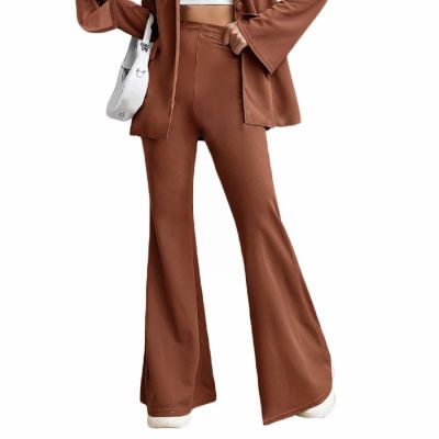 GOKKILRW Womens Bootcut Yoga Dress Pants High Waisted Stretchy Tummy Control Workout Bootleg Flared Leggings Casual Work Office Slacks Trousers Brown