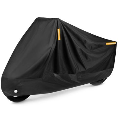 Puroma Motorcycle Cover Heavy Duty Scooter Cover Waterproof Outdoor All Season Universal Weather Quality Protection with Night Reflective, Lock Holes and Storage Bag Fits up to 97" Motorcycle Vehicle