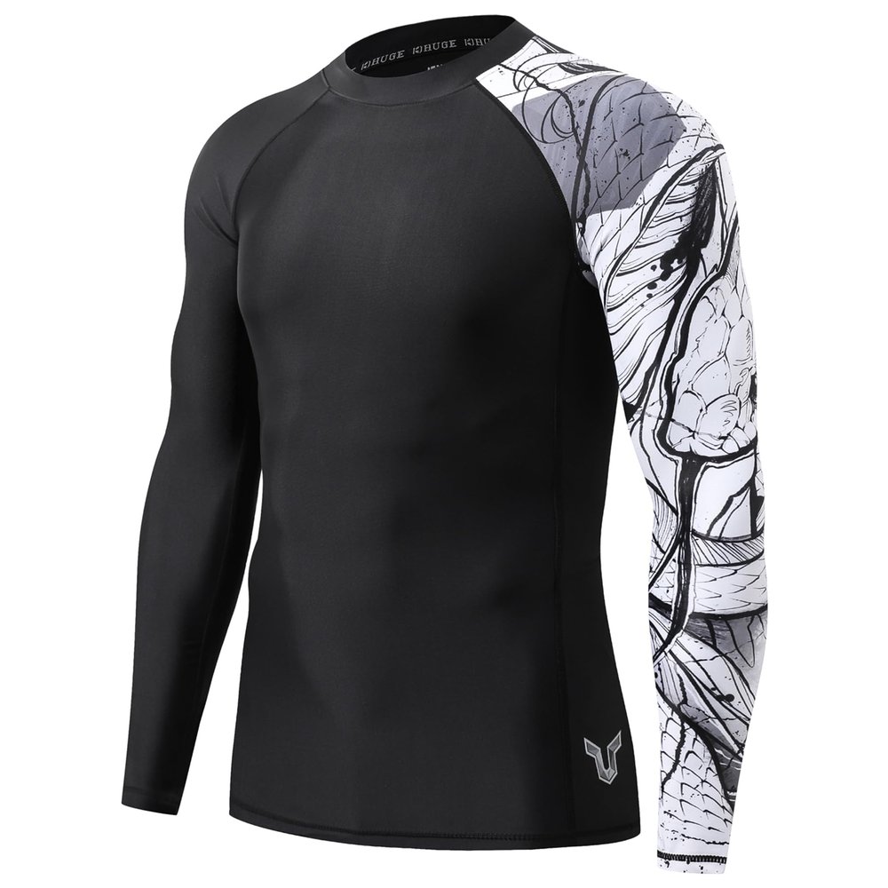HUGE SPORTS Men's Long Sleeve Rash Guard UPF 50+ UV Sun Protection Tee Quick Dry Swimming Shirts