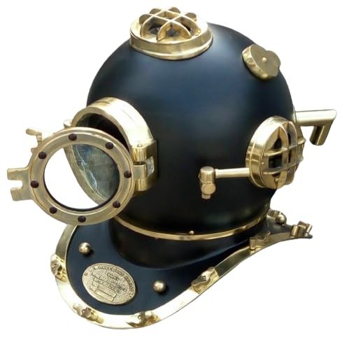 Antique Black Diving Helmet Scuba Brass Navy Morse Deep Sea Divers Marine Boston Hallowee Gift