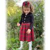 5T Toddler Little Girls Christmas Dress with Cardigan Plaid Sleeveless Sundress and Long Sleeve Waffle Cardigan Set Fall Winter Xmas Outfits 5-6T Years Black view 2