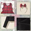 5T Toddler Little Girls Christmas Dress with Cardigan Plaid Sleeveless Sundress and Long Sleeve Waffle Cardigan Set Fall Winter Xmas Outfits 5-6T Years Black view 4