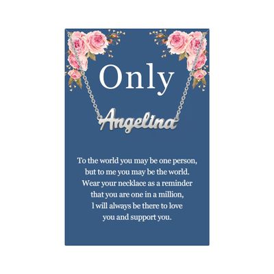 SANNYRA Angelina Name Necklace Personalized, Silver Plated Customized Nameplate Necklace Jewelry Gifts for Women