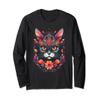 Floral Mexican Cat Day of the Dead Dia De Muertos Women Long Sleeve T-Shirt view 1