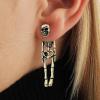 Gothic Punk Skull Skeleton Dangle Earrings - Spooky Halloween Theme for Prom Party view 3