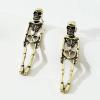 Gothic Punk Skull Skeleton Dangle Earrings - Spooky Halloween Theme for Prom Party view 4