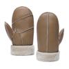 MGGMOKAY Men Leather Mittens Shearling Sheepskin Fur Lined Winter Mitten Gloves,Camel,S view 1