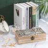 Abstract Art Floral Wooden Box with Hinged Lid Decorative Jewelry Box Storage Box for Home Office view 4