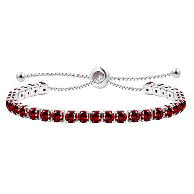Uloveido Adjustable Tennis Bracelets for Women Sister Red Cubic Zirconia Stone Bracelet White Gold Plated Hypoallergenic Slider Bracelet Jewelry Gift Y4043