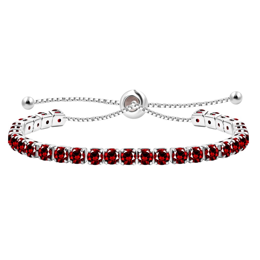 Uloveido Adjustable Tennis Bracelets for Women Sister Red Cubic Zirconia Stone Bracelet White Gold Plated Hypoallergenic Slider Bracelet Jewelry Gift Y4043