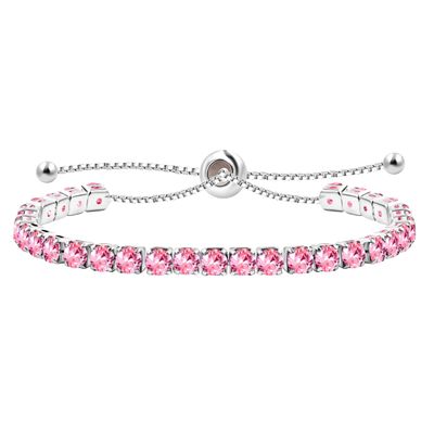 Uloveido Fashion Adjustable Bolo Style Tennis Bracelet for Women Mother Pink Cubic Zirconia Silder Chain Bracelet Y4043