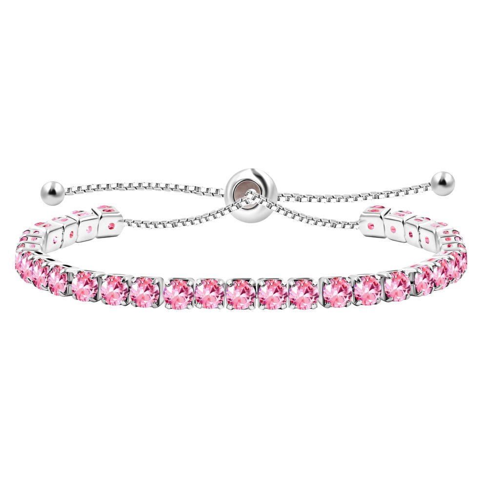 Uloveido Fashion Adjustable Bolo Style Tennis Bracelet for Women Mother Pink Cubic Zirconia Silder Chain Bracelet Y4043