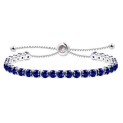 Uloveido Classic Blue Cubic Zirconia Stone Tennis Bracelet for Women | Adjustable Slider Bracelet Y4043