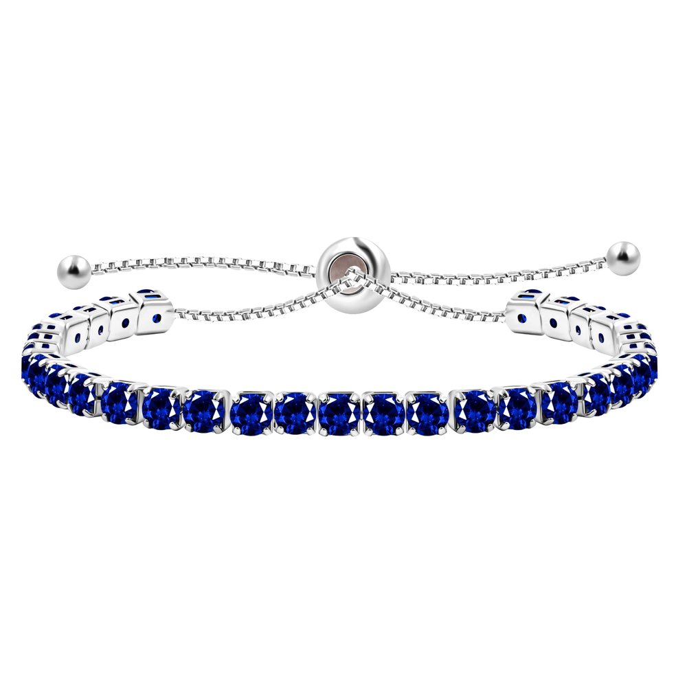 Uloveido Classic Blue Cubic Zirconia Stone Tennis Bracelet for Women | Adjustable Slider Bracelet Y4043