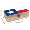 Texas State Flag Distressed Wooden Box with Hinged Lid Decorative Jewelry Box Storage Box for Home Office view 2
