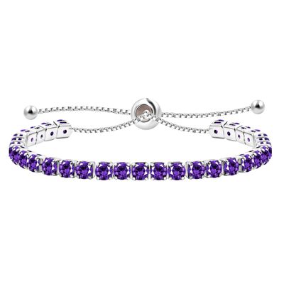 Uloveido Purple Cubic Zirconia Adjustable Bolo Clasp Tennis Bracelet for Women Mother Birthday Bracelet Gift Y4043