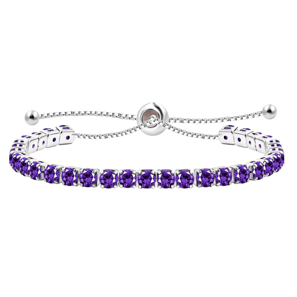 Uloveido Purple Cubic Zirconia Adjustable Bolo Clasp Tennis Bracelet for Women Mother Birthday Bracelet Gift Y4043