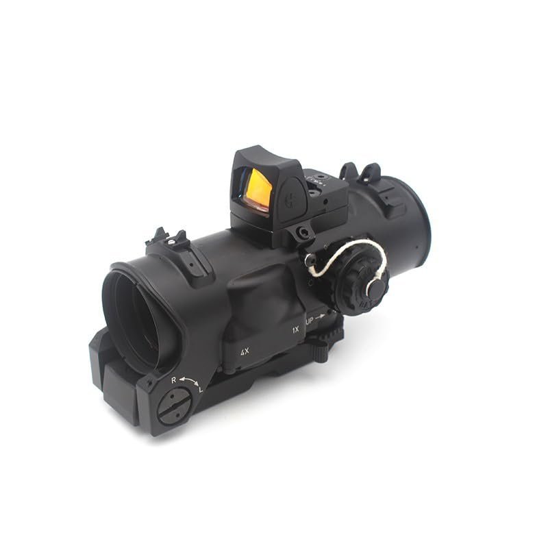 ZTFSETD Riflescope 1x-4x Fixed Dual Purpose Scope Red Illuminated with Red Dot Sight