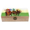Horse Racing Cartoons Wooden Box with Hinged Lid Decorative Jewelry Box Storage Box for Home Office view 1