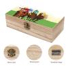 Horse Racing Cartoons Wooden Box with Hinged Lid Decorative Jewelry Box Storage Box for Home Office view 3