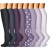CHARMKING Compression Socks for Women & Men (8 Pairs) 15-20 mmHg Graduated Copper Support Socks are Best for Pregnant, Nurses - Boost Performance, Circulation, Knee High & Wide Calf (L/XL, Multi 58) view 1