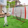 Baseball and Softball Practice Net, 7 * 7ft Foldable Softball Training Net Baseball Softball Hitting Pitching Net with Carrying Bag for Grass, Playgrounds, Sports Fields (Red) view 1