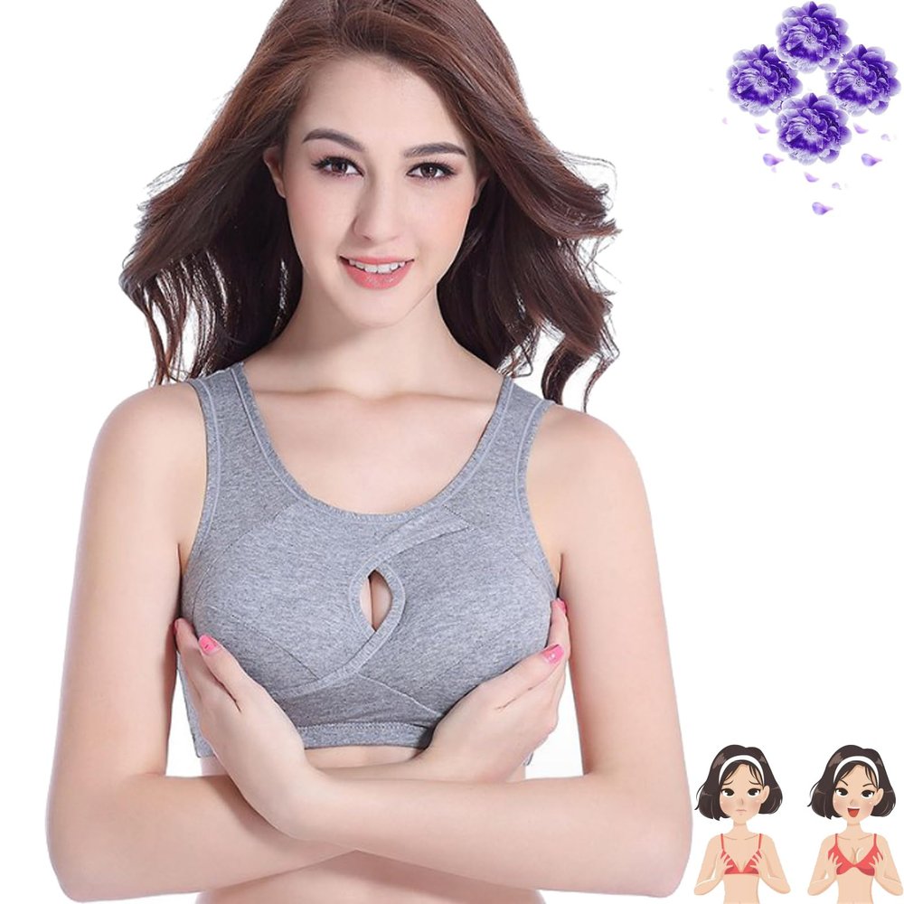 lunhaifi Plus Size - Anti-Sagging Wirefree Bra, Oversized Wireless Anti-Sag Bra, Fitness Yoga Sports Support Bra (Grey,4XL)