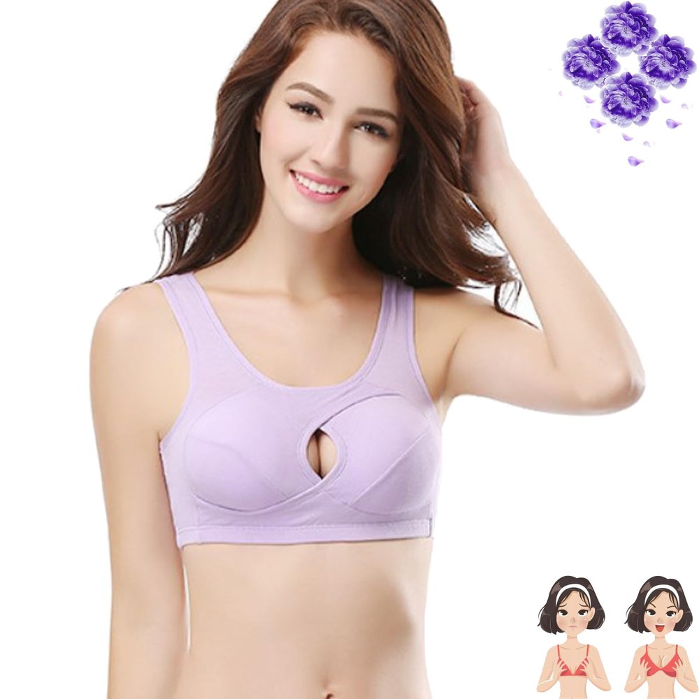 lunhaifi Plus Size - Anti-Sagging Wirefree Bra, Oversized Wireless Anti-Sag Bra, Fitness Yoga Sports Support Bra (Purple,XL)