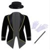 Hansber Kids Boys Prince Roleplay Outfits Circus Magician Tuxedo Jacket with Accessories Set for Stage Party Black 16 Years view 1