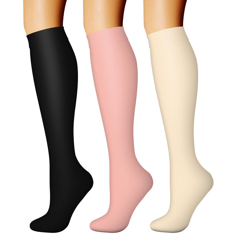 CHARMKING Compression Socks for Women & Men Circulation (3 Pairs) 15-20 mmHg is Best Athletic for Running, Flight Travel, Support, Cycling, Pregnant - Boost Performance, Durability (L/XL,Multi 64)