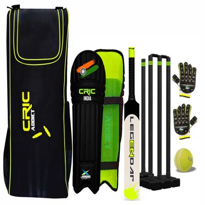 jaspo CRIC Addict Plastic Cricket Bat Set Combo with Soft Cricket Ball for Kids (Size-3 (Legender- 4 yrs to 7 yrs))