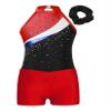 Shinsto Kids Girls Gymnastics Leotards Ballet Dance Unitards Biketards Shorts Bottoms with Hair Band Activewear F0036#Red 10 Years view 3