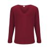 xoxingysm Men's Long Sleeve Ribbed Knit Trendy Deep V Neck Solid Color Tee Shirt Top Slim Fit Soft Comfy Golf T-Shirts(Wine,X-Large) view 3